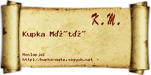 Kupka Máté névjegykártya